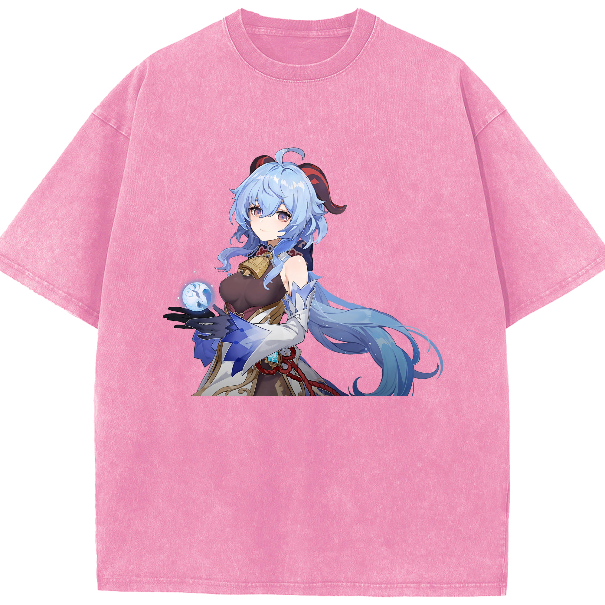 げんし神 甘雨 かんう genshin Ganyu 綿100% ヴィンテージ風 半袖Tシャツ（フロントプリント）